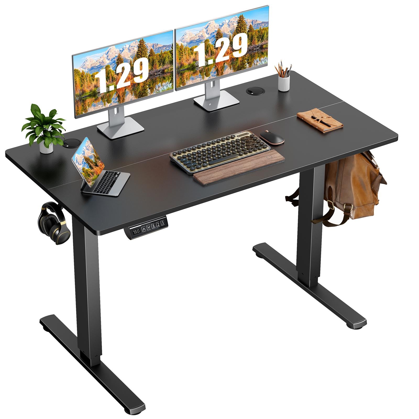 Ergonomic Height Adjustable Table with T-Shaped Metal Bracket Modern Computer Workstations