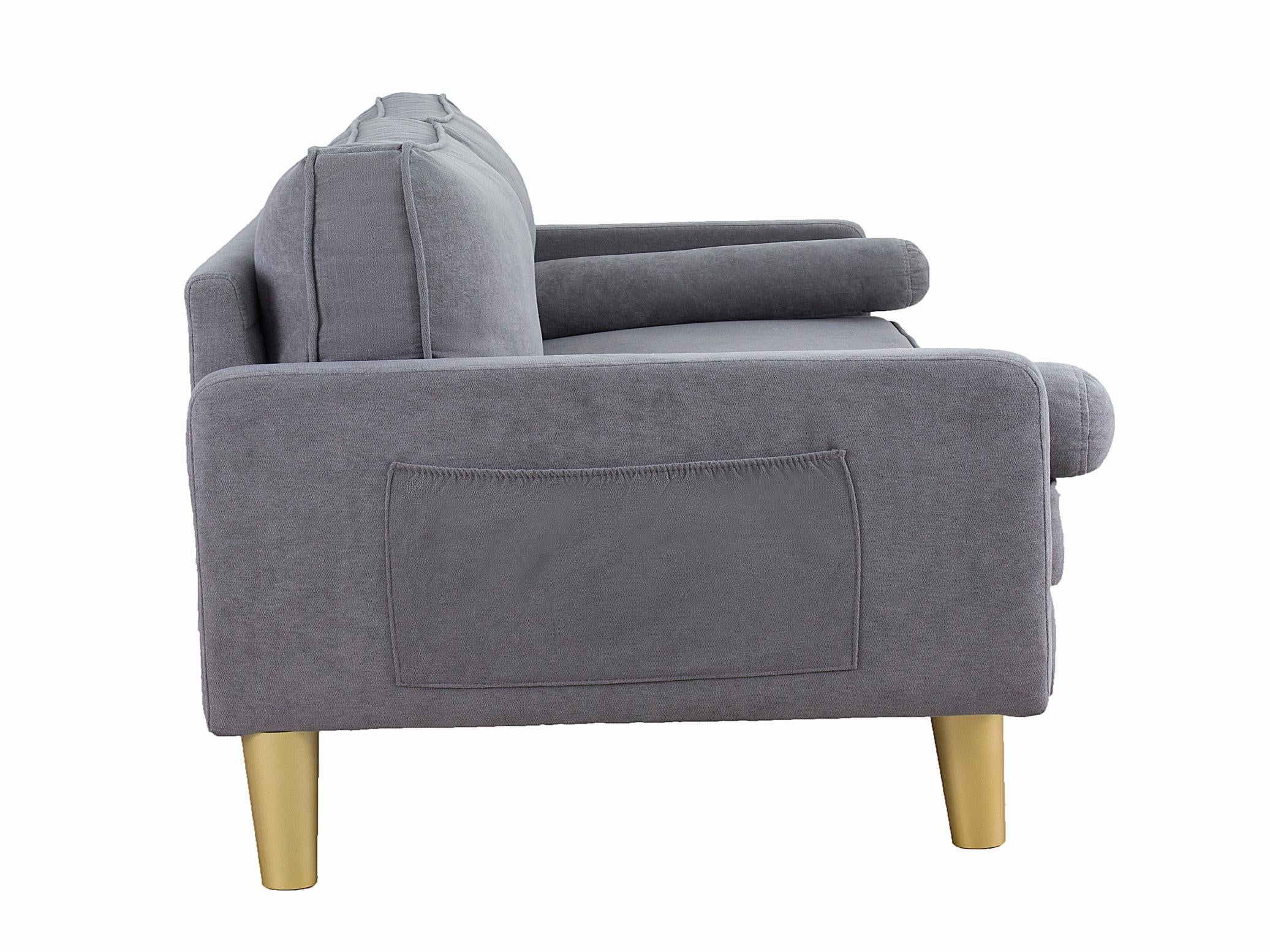 Linen Sofa Couch With 2 Pillows, Mid Century Modern Couches, 3 Seater  Couches For Bedroom Furniture, Home Office