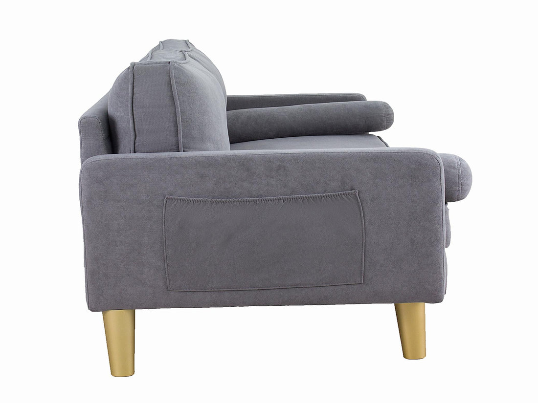 Linen Sofa Couch With 2 Pillows, Mid Century Modern Couches, 3 Seater  Couches For Bedroom Furniture, Home Office