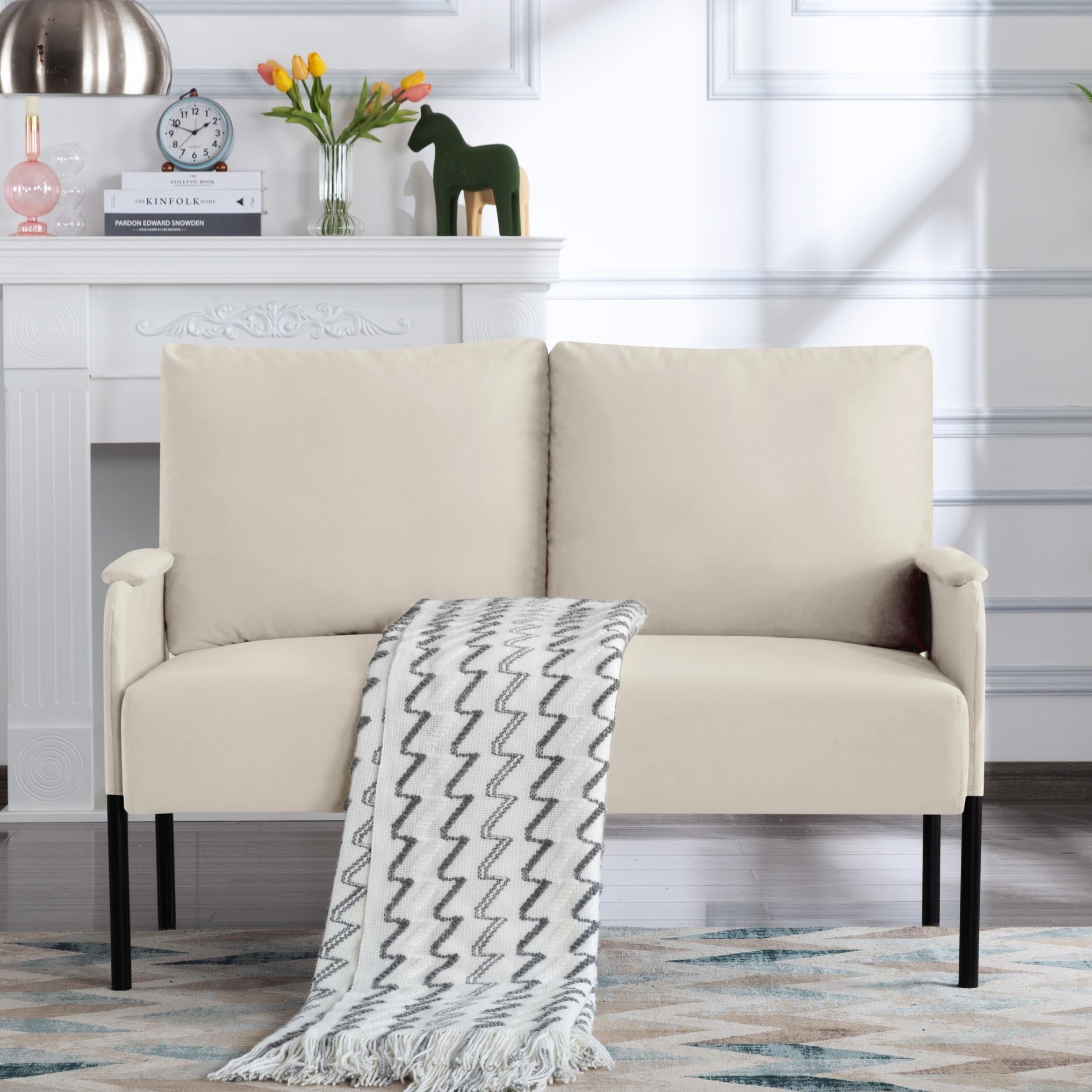 45.7” Metal Frame Loveseat Couch
