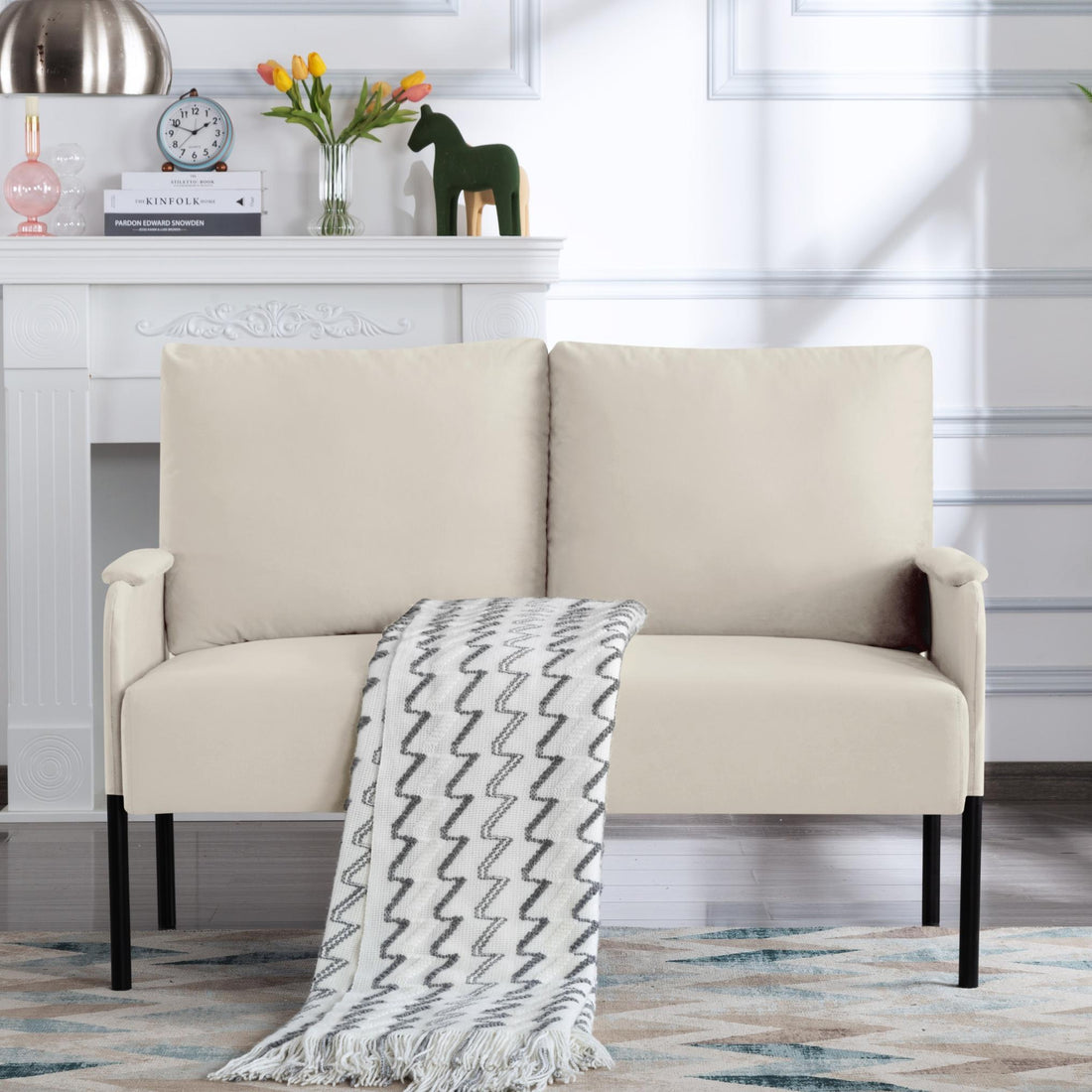 45.7” Metal Frame Loveseat Couch