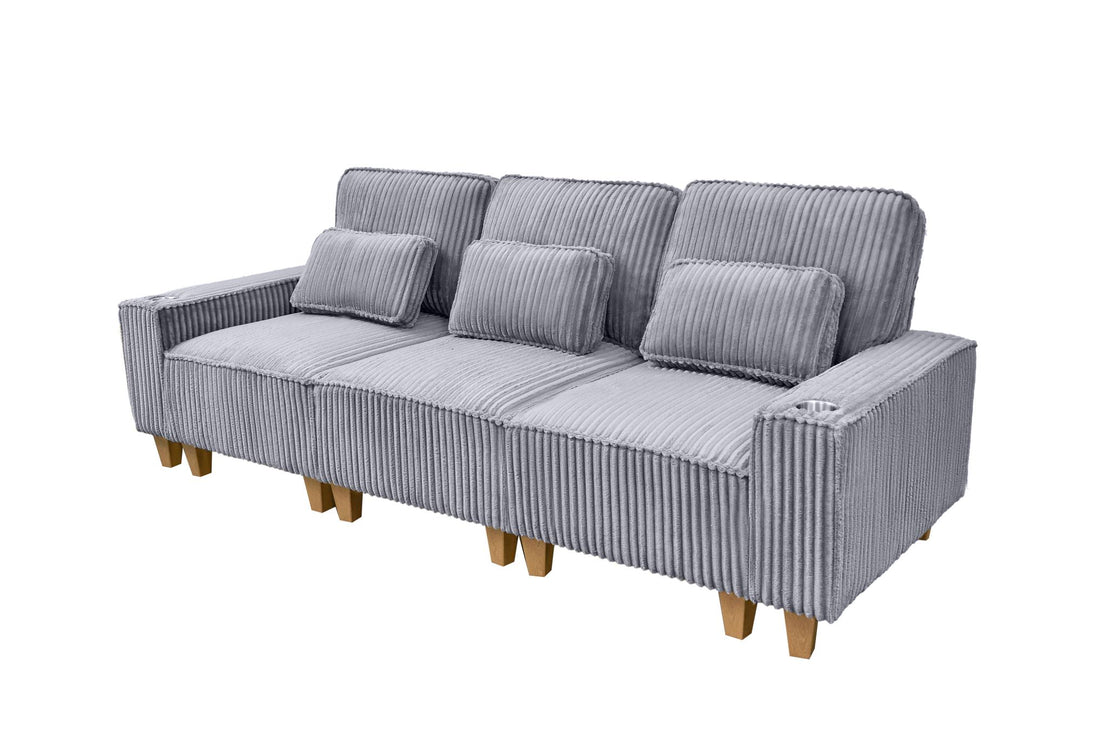 Corduroy Sectional Sofa with Cup Holder for Living Room（single sofa chair/2 Seater Loveseat/3 Seater sofa）