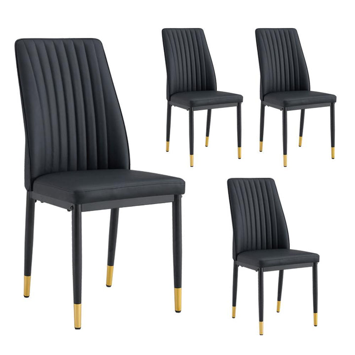 A set of 4 dining chairs, PU material high backrest seats and sturdy leg chairs, suitable for restaurants, kitchens, and living rooms.
