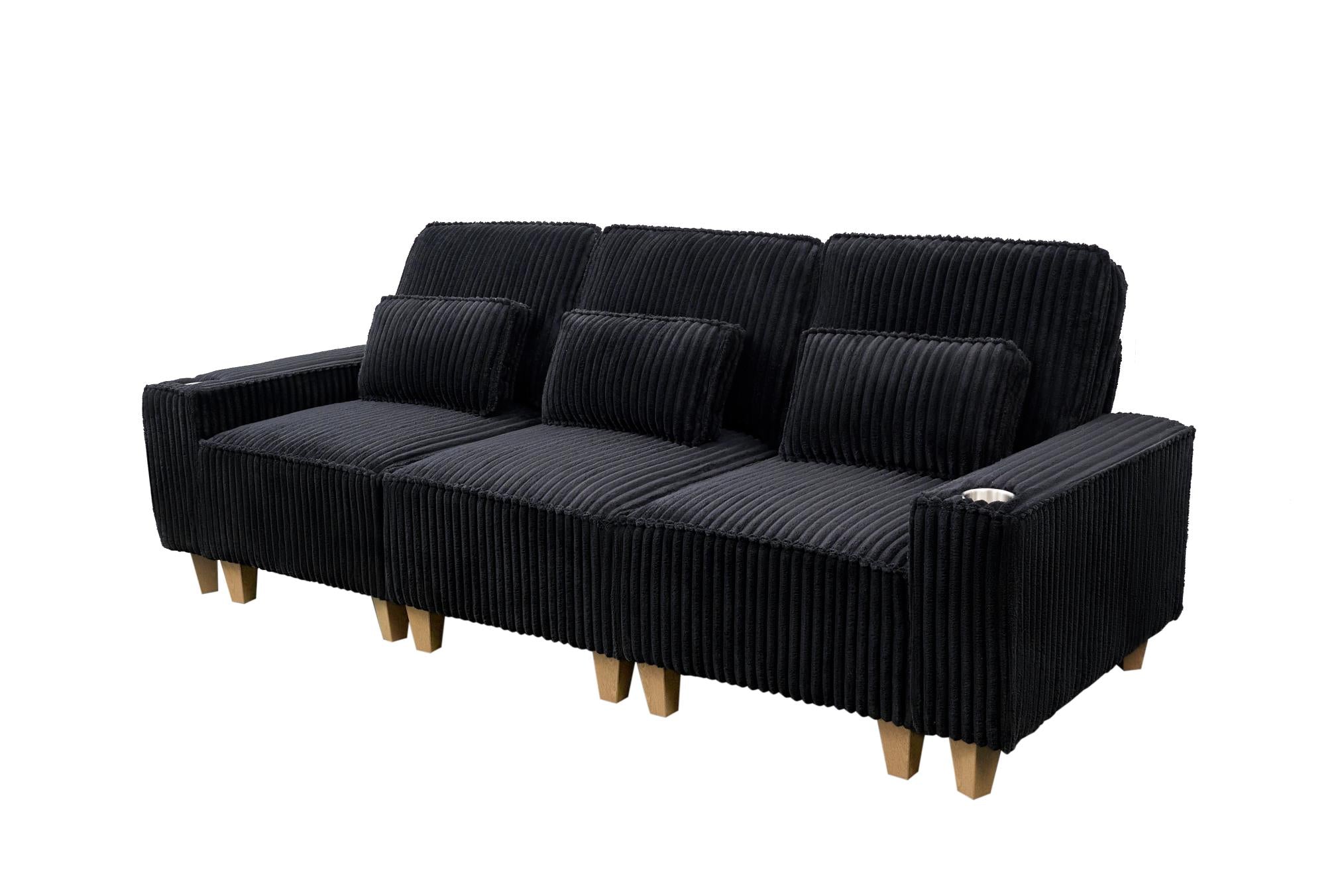 Corduroy Sectional Sofa with Cup Holder for Living Room（single sofa chair/2 Seater Loveseat/3 Seater sofa）