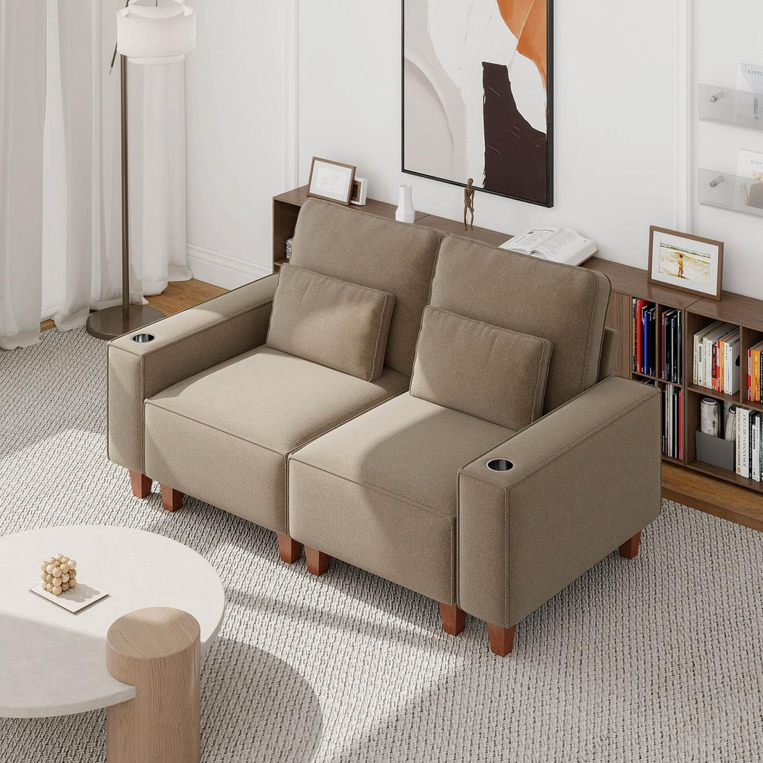 Sectional Sofa with Cup Holder for Living Room,Apartment,Bedroom