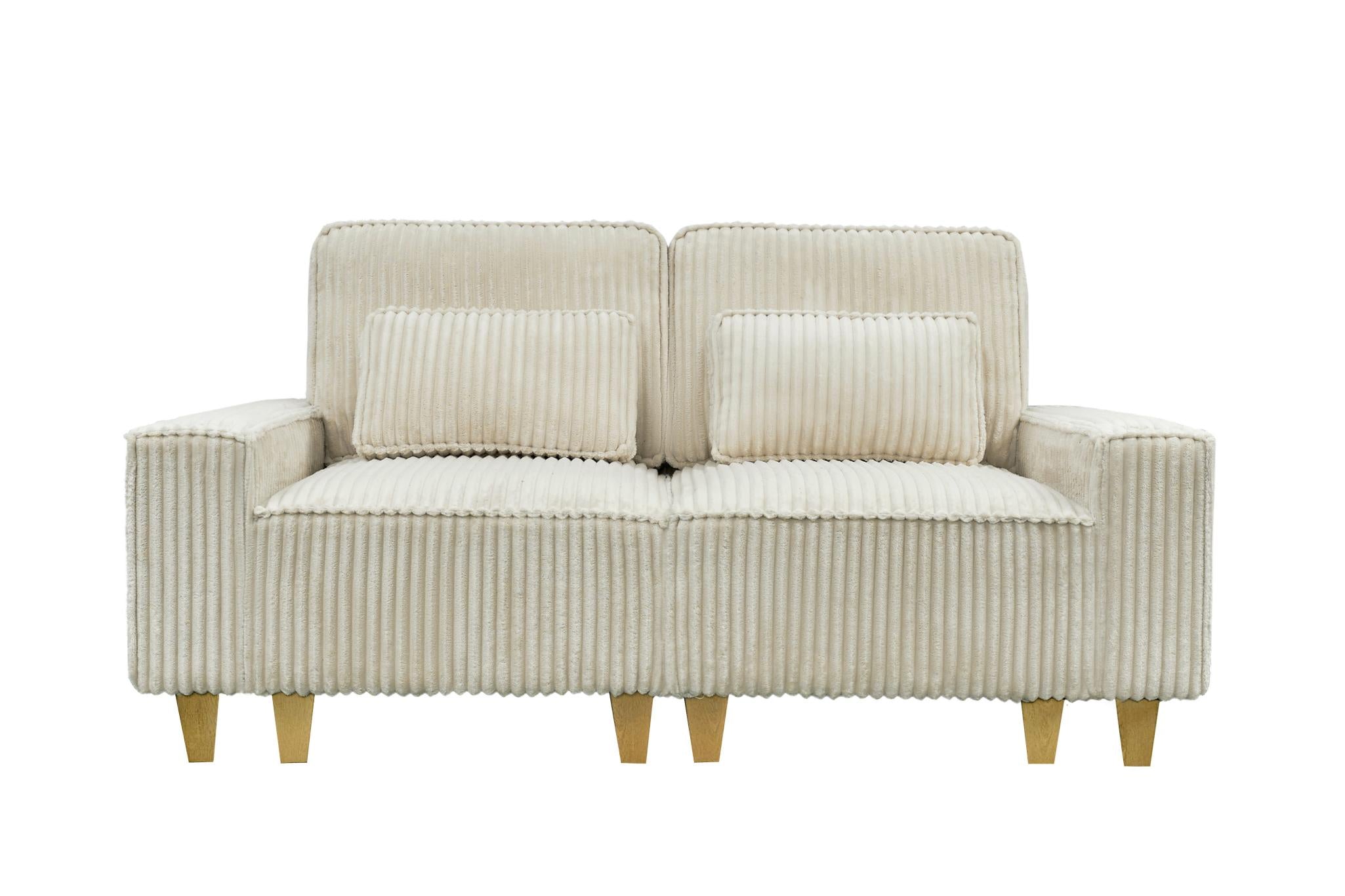 Corduroy Sectional Sofa with Cup Holder for Living Room（single sofa chair/2 Seater Loveseat/3 Seater sofa）