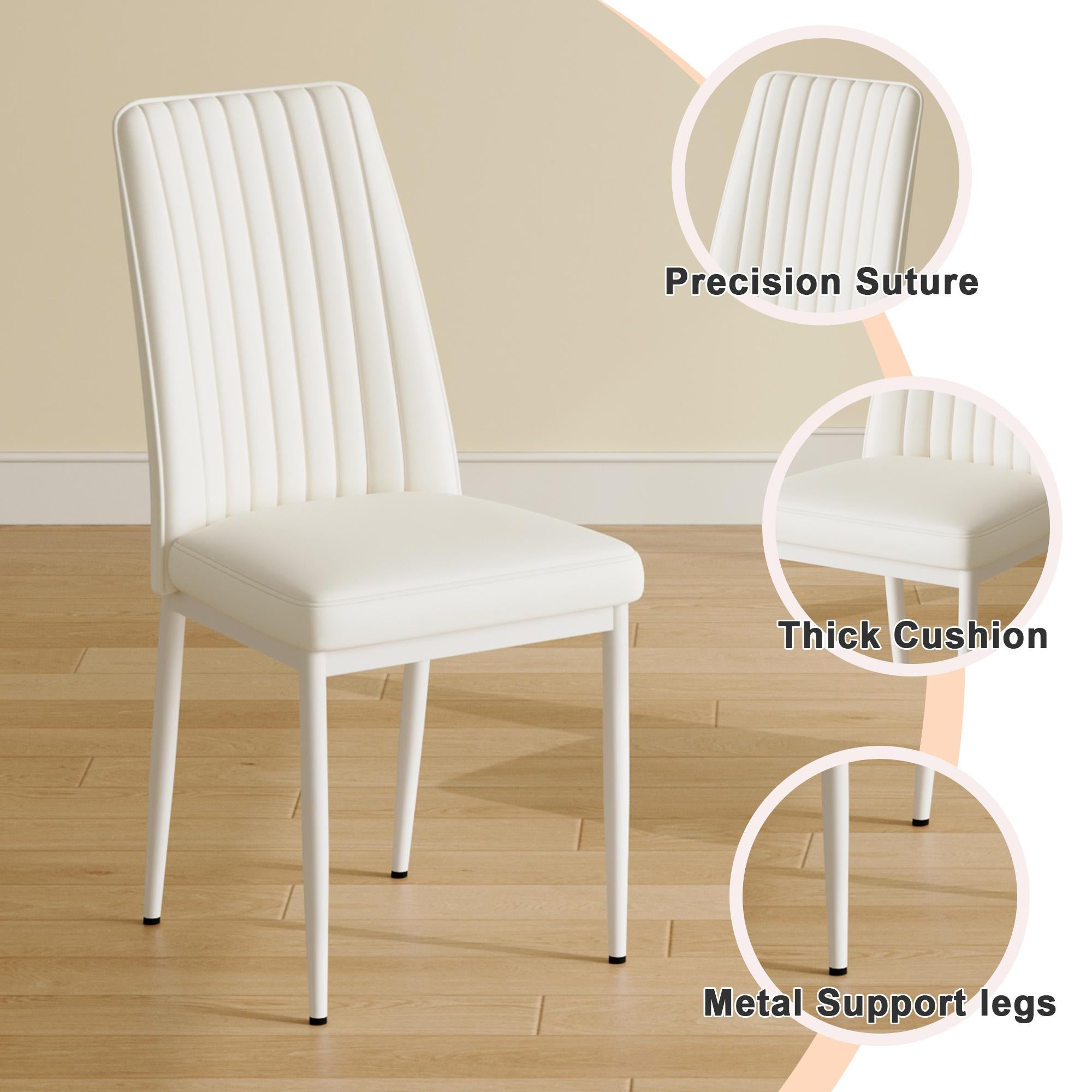 A set of 4 dining chairs, PU material high backrest seats and sturdy leg chairs, suitable for restaurants, kitchens, and living rooms.