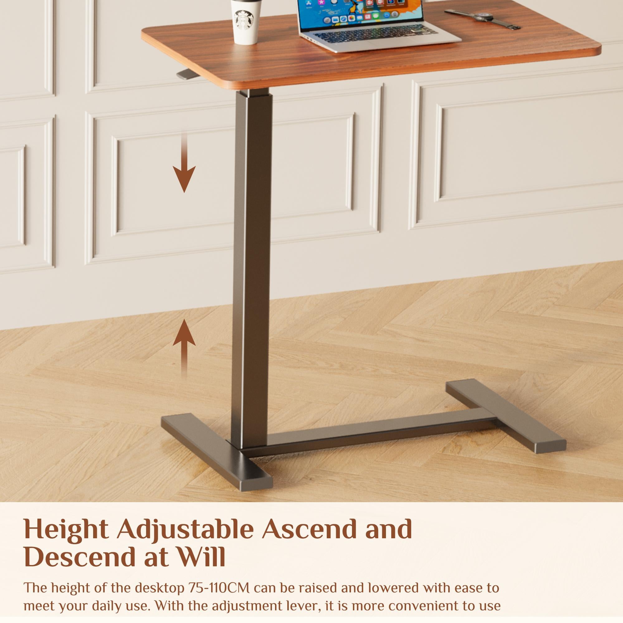 Adjustable mobile bed table, computer desk, mobile standing table