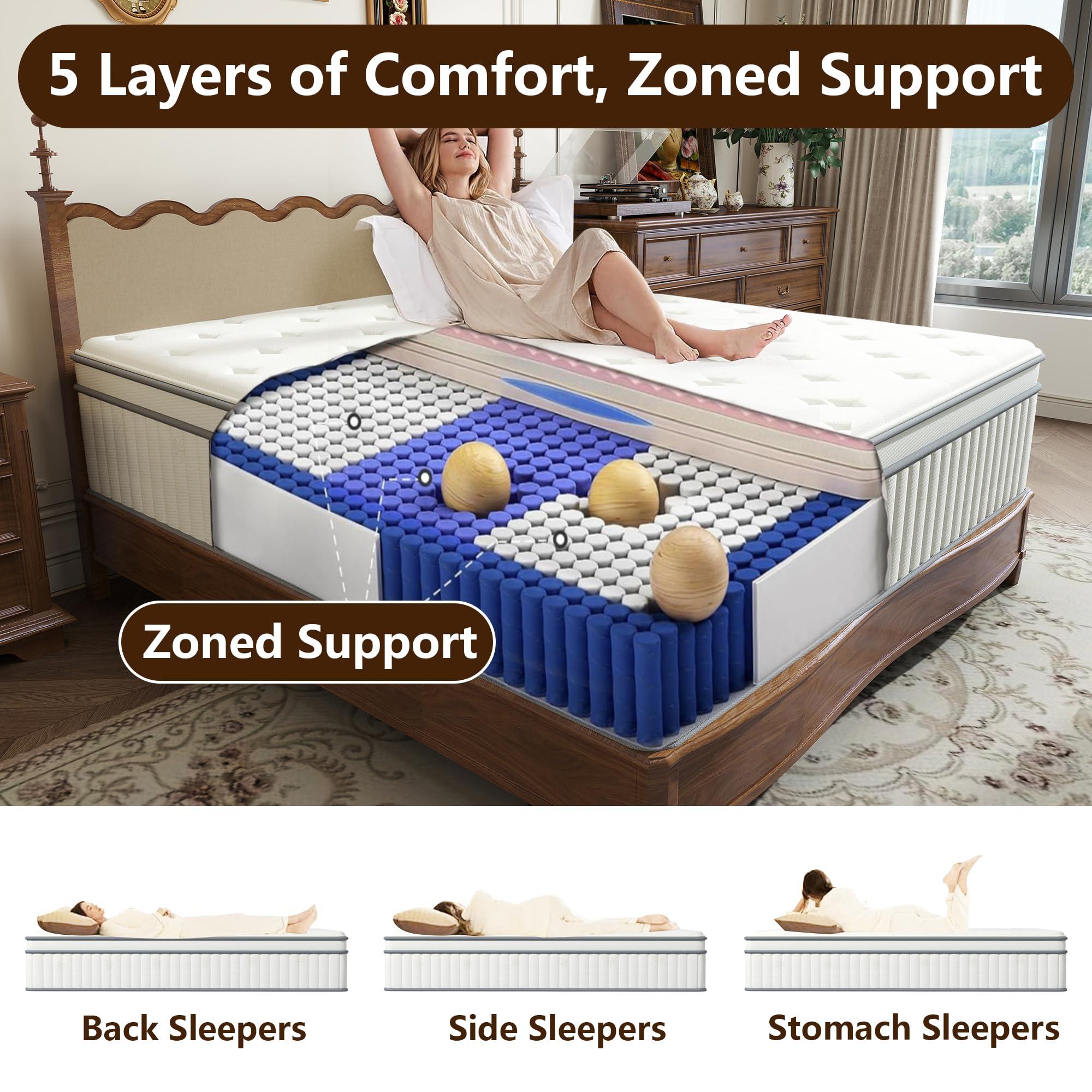 High Quality 10" Twin Diamond Innerspring Hybrid And Cooling Gel Memory Foam Mattress, Pressure Relief, And Motion Isolation