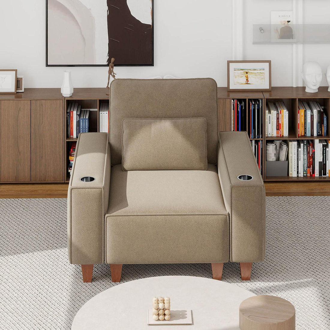 Sectional Sofa with Cup Holder for Living Room,Apartment,Bedroom