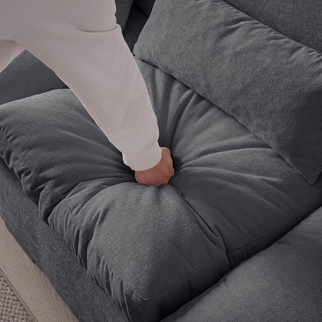 114.5"Modern L Shaped Chenille Sofa Couch Reversible Ottoman With Storage Removable and Washable Cushions Sofa With USB Ports & Cup Holder For Living