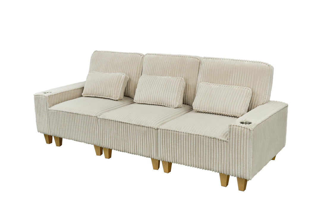 Corduroy Sectional Sofa with Cup Holder for Living Room（single sofa chair/2 Seater Loveseat/3 Seater sofa）
