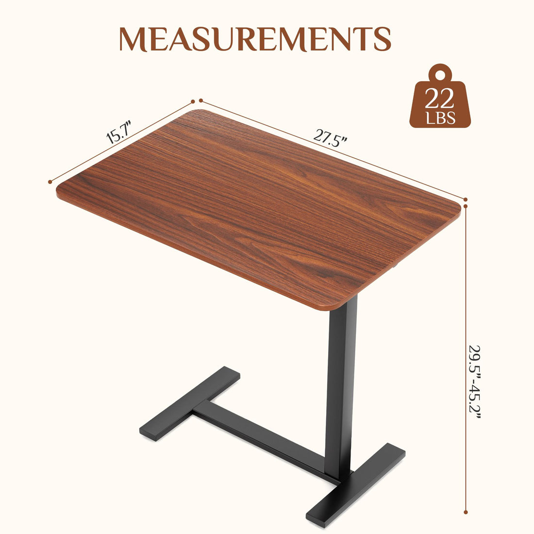 Adjustable mobile bed table, computer desk, mobile standing table