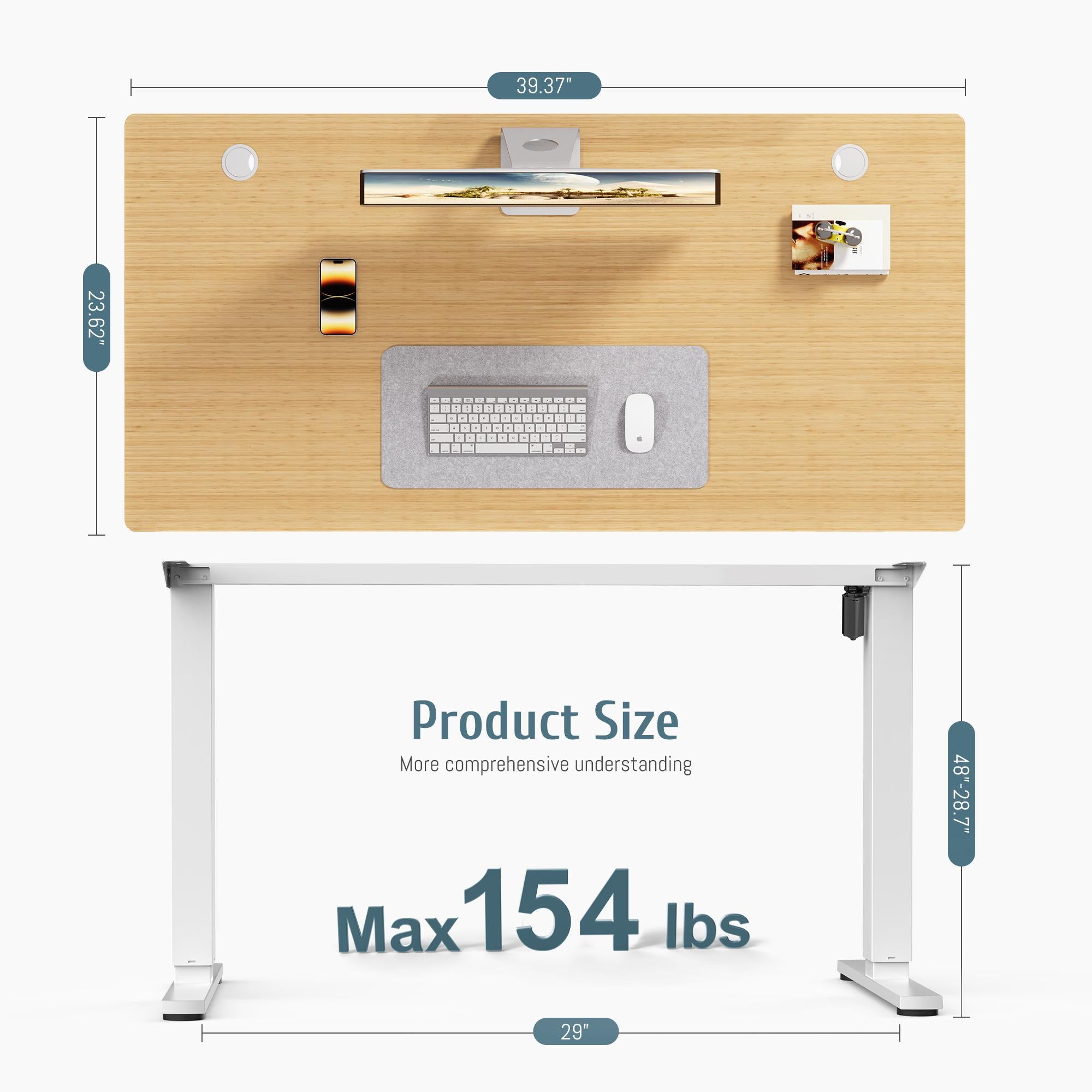 Ergonomic Height Adjustable Table with T-Shaped Metal Bracket Modern Computer Workstations