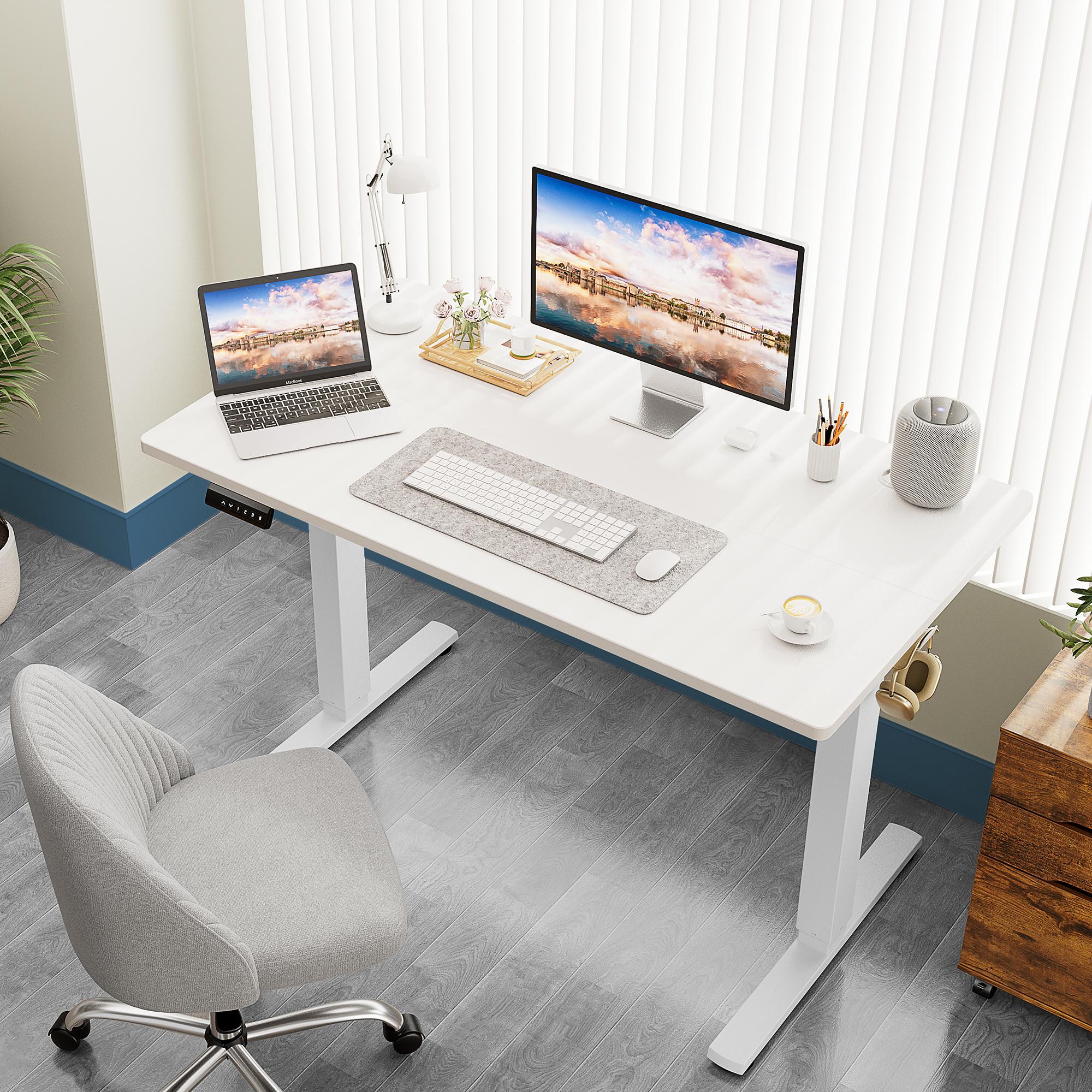 Ergonomic Height Adjustable Table with T-Shaped Metal Bracket Modern Computer Workstations