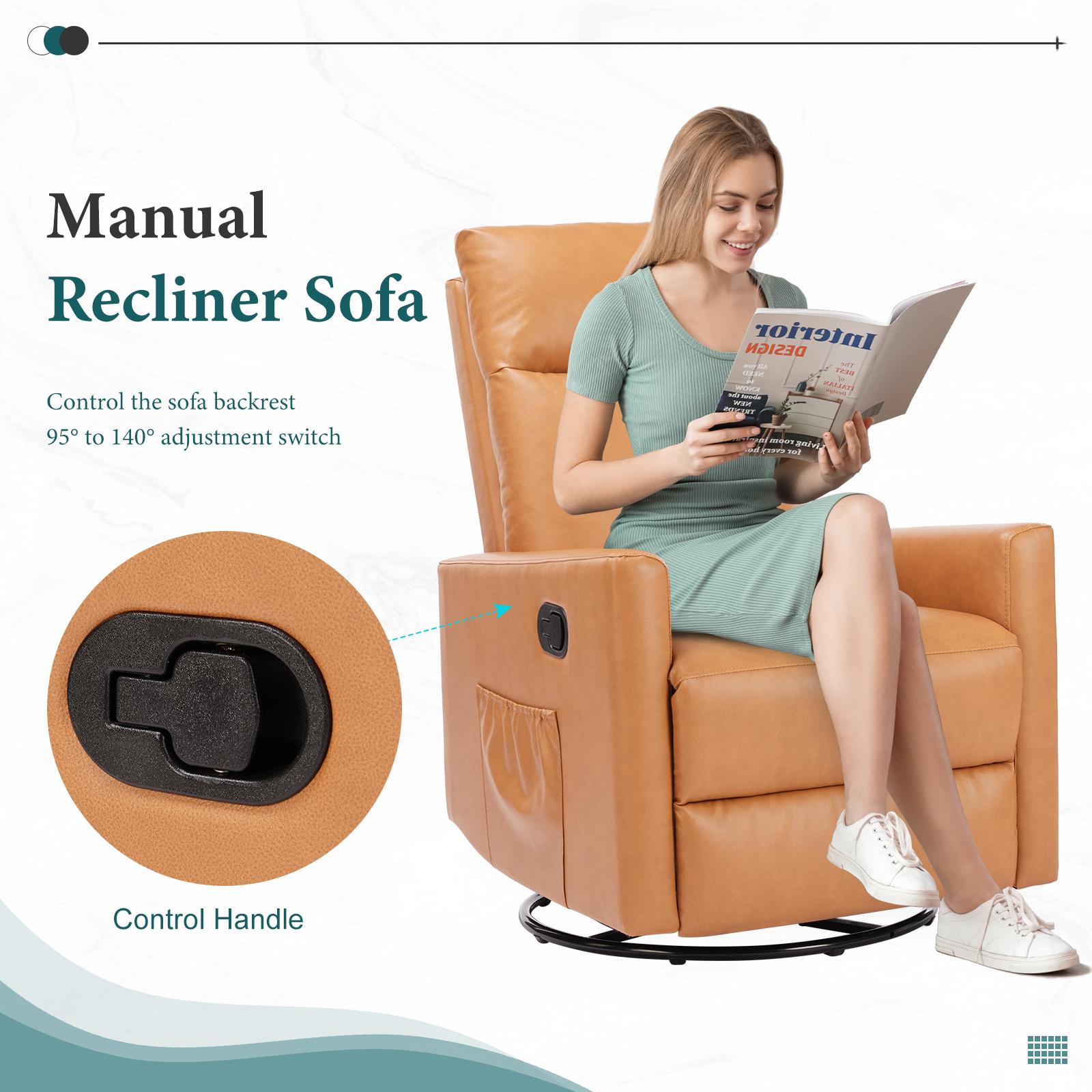 Single sofa with swivel recliner, oversized footstool, high back, comfortable cushion