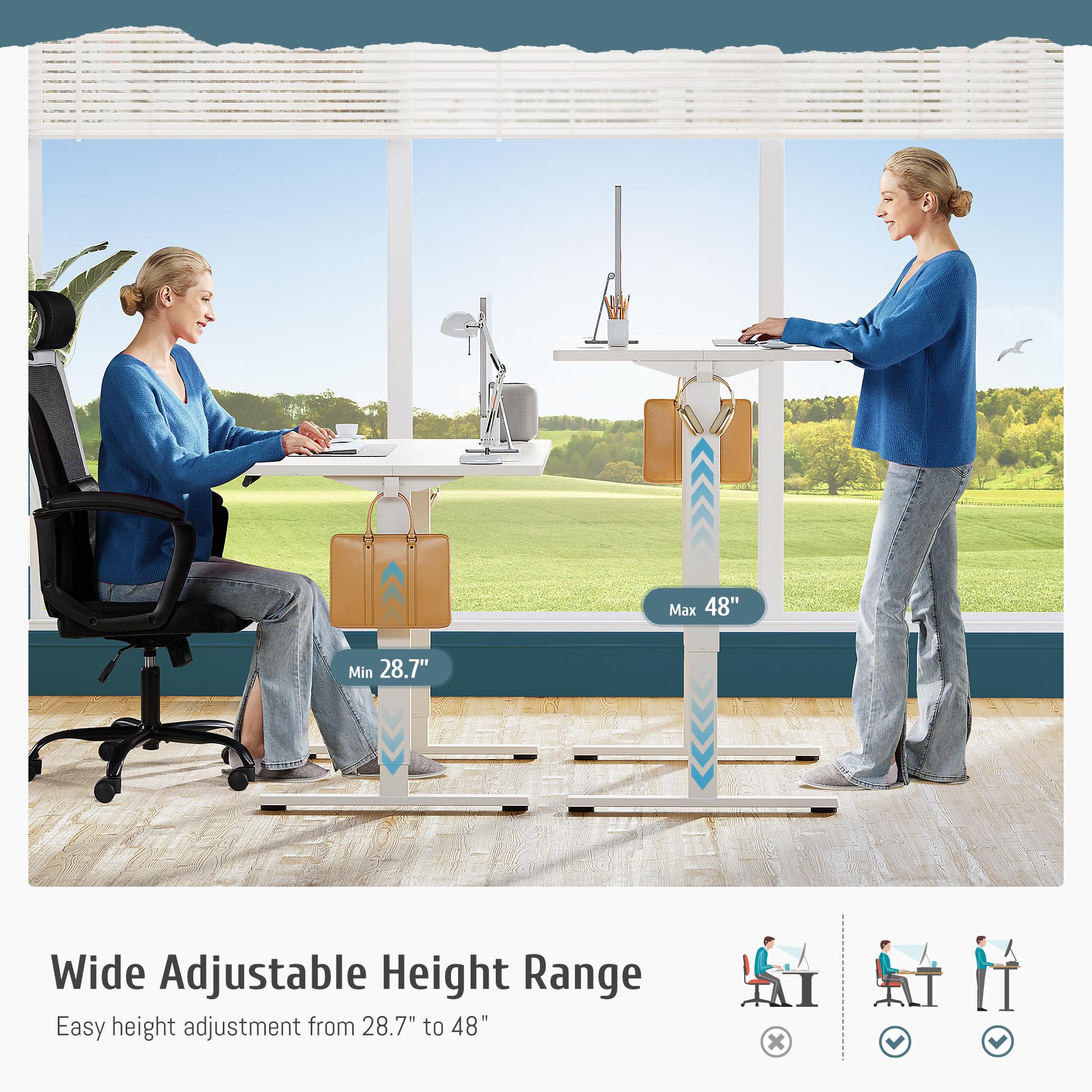 Ergonomic Height Adjustable Table with T-Shaped Metal Bracket Modern Computer Workstations
