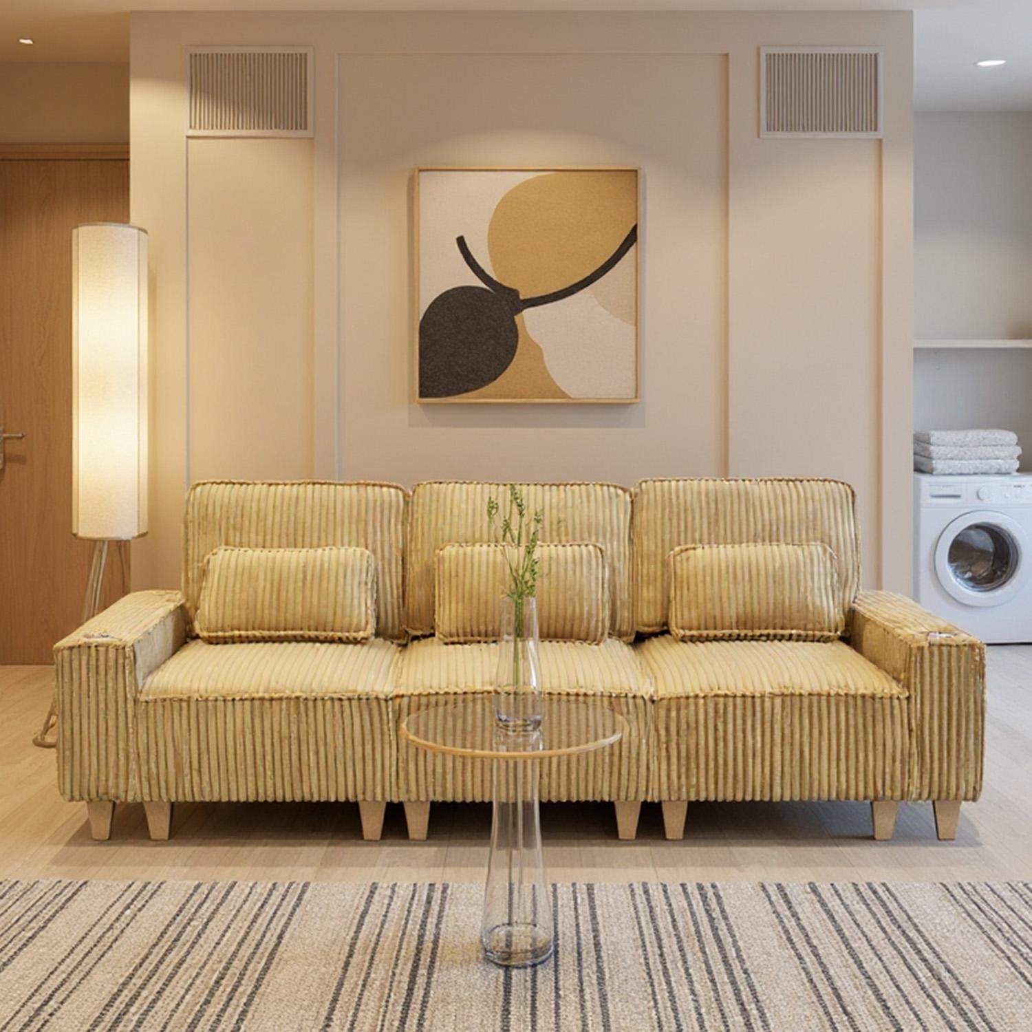 Corduroy Sectional Sofa with Cup Holder for Living Room（single sofa chair/2 Seater Loveseat/3 Seater sofa）
