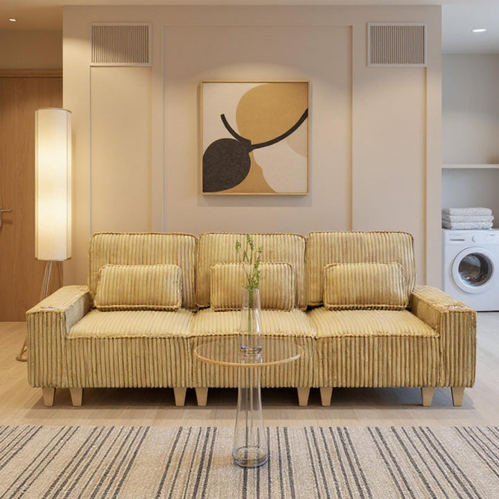 Corduroy Sectional Sofa with Cup Holder for Living Room（single sofa chair/2 Seater Loveseat/3 Seater sofa）
