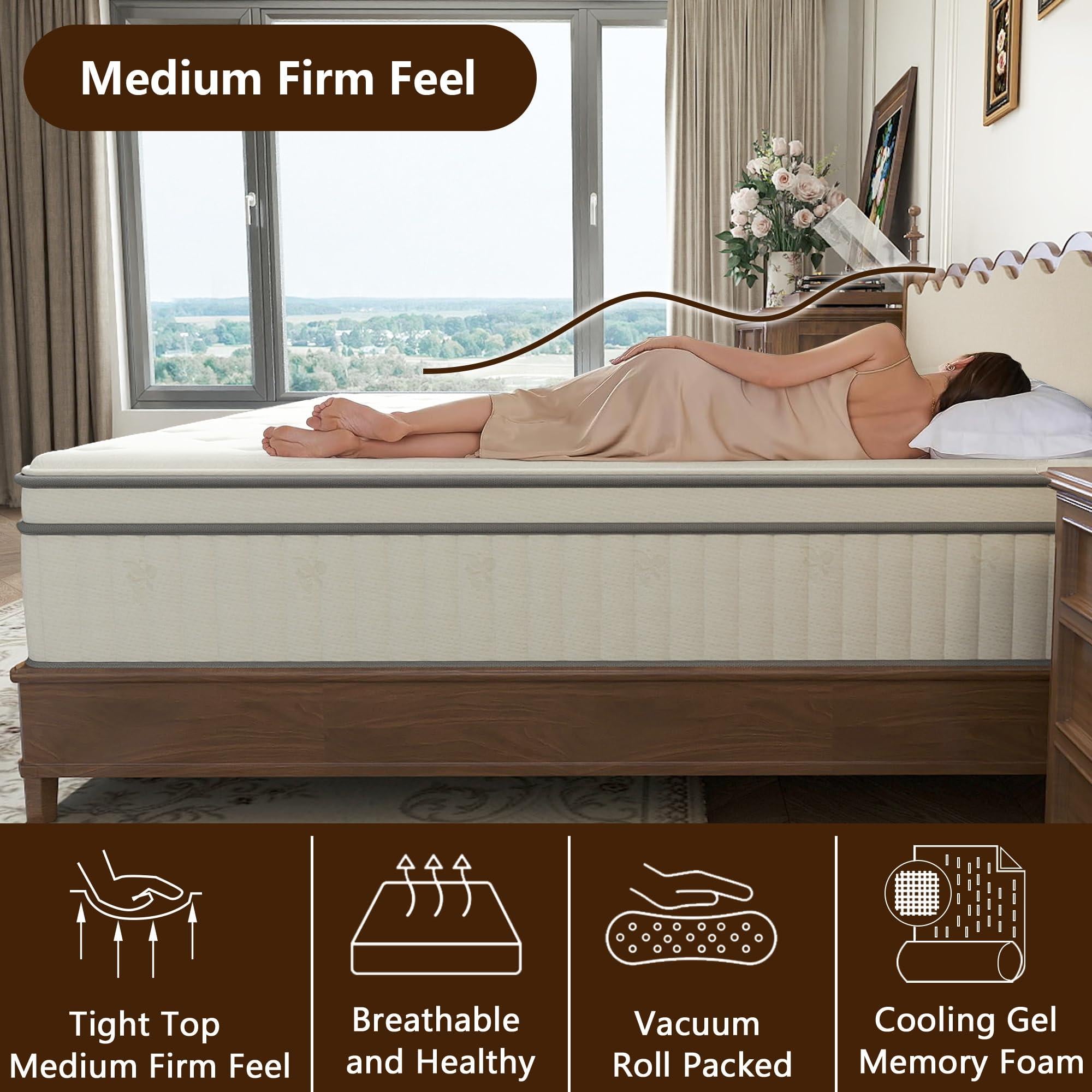 High Quality 10" Twin Diamond Innerspring Hybrid And Cooling Gel Memory Foam Mattress, Pressure Relief, And Motion Isolation