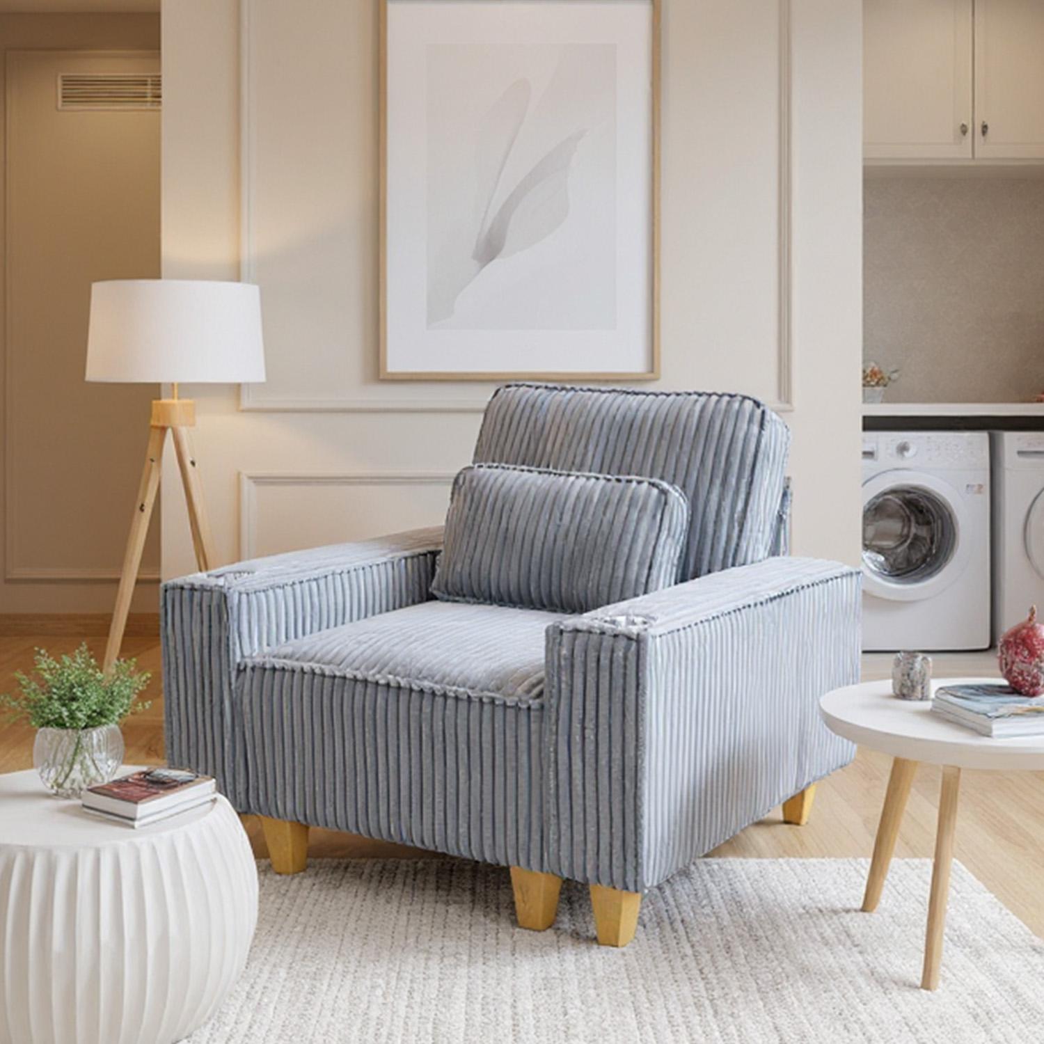 Corduroy Sectional Sofa with Cup Holder for Living Room（single sofa chair/2 Seater Loveseat/3 Seater sofa）