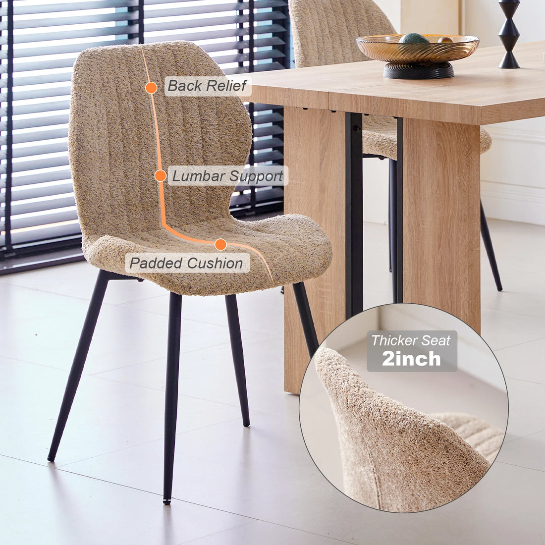 EGOONM Set of 2/4/6 Upholstered Padded Dining Chairs Linen Fabric Kitchen Chairs Metal Legs for Restaurant Cafe Home Room