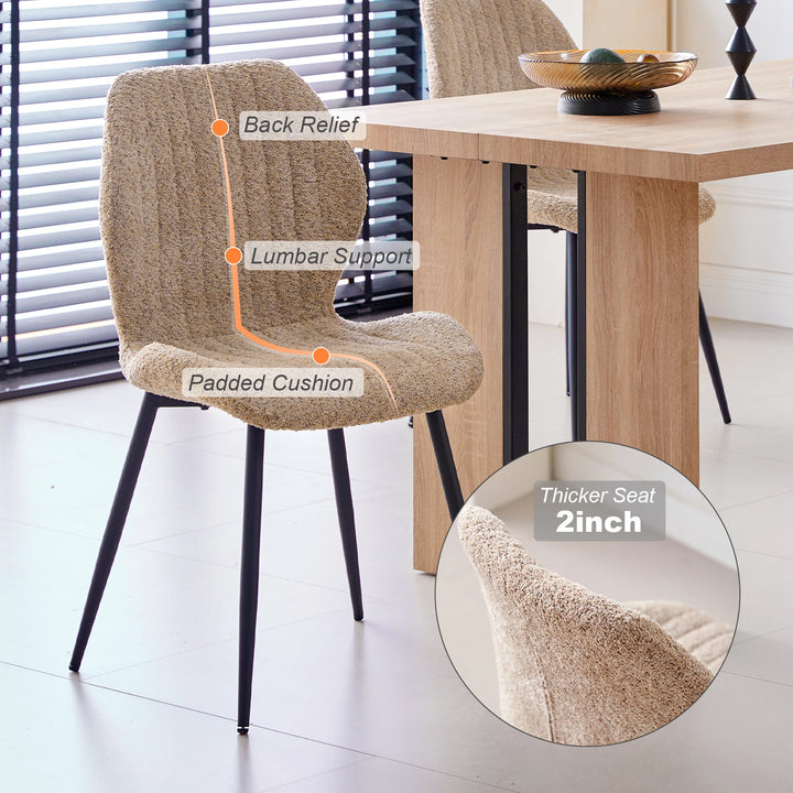 EGOONM Set of 2/4/6 Upholstered Padded Dining Chairs Linen Fabric Kitchen Chairs Metal Legs for Restaurant Cafe Home Room