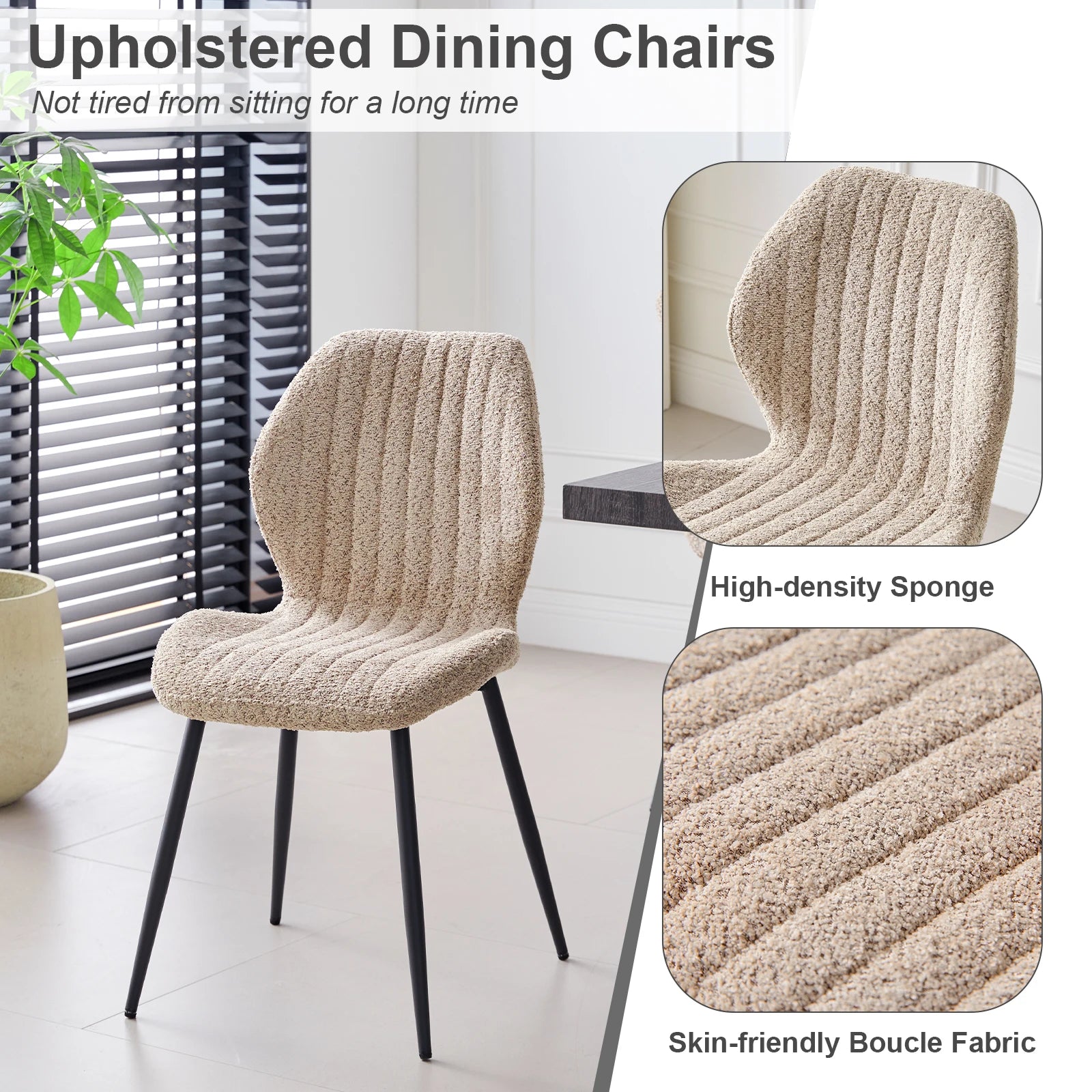 EGOONM Set of 2/4/6 Upholstered Padded Dining Chairs Linen Fabric Kitchen Chairs Metal Legs for Restaurant Cafe Home Room
