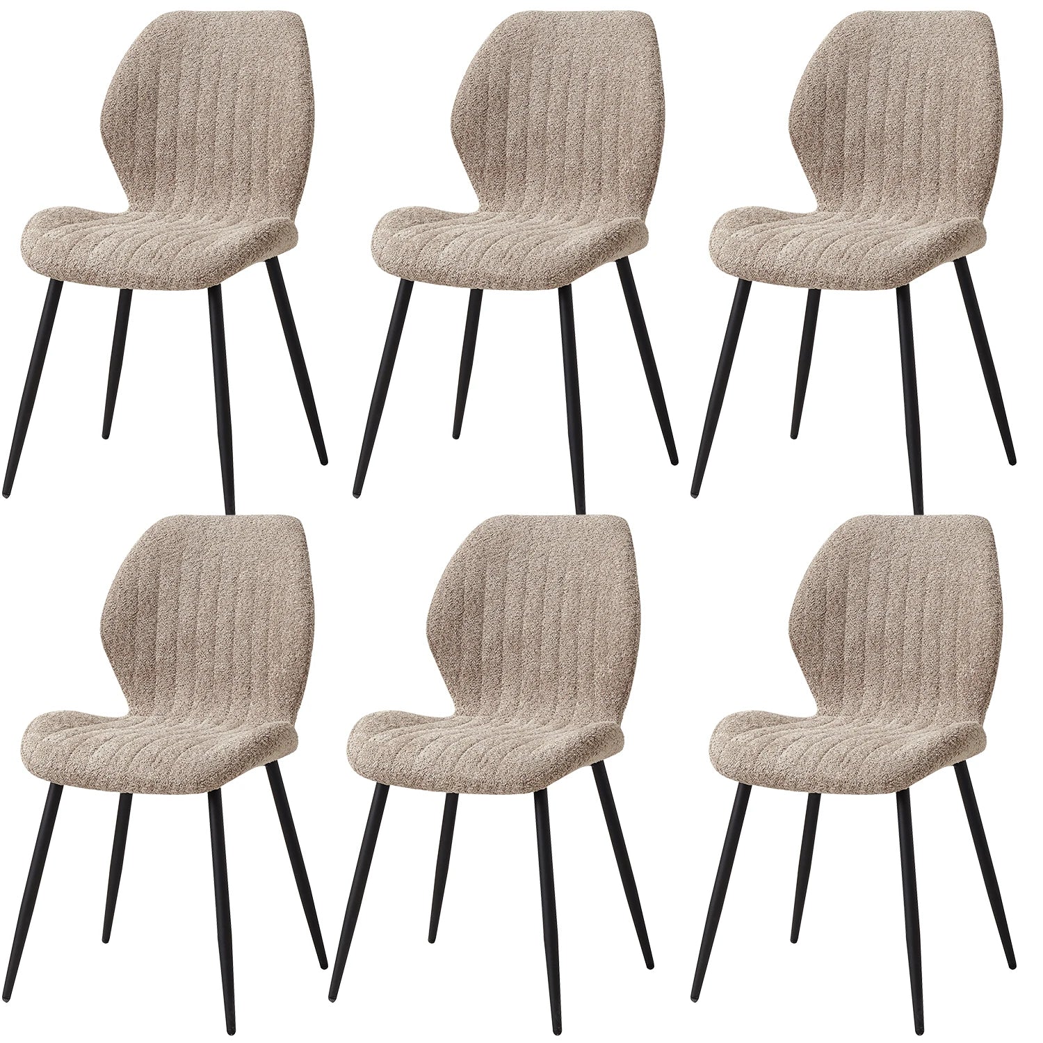 EGOONM Set of 2/4/6 Upholstered Padded Dining Chairs Linen Fabric Kitchen Chairs Metal Legs for Restaurant Cafe Home Room