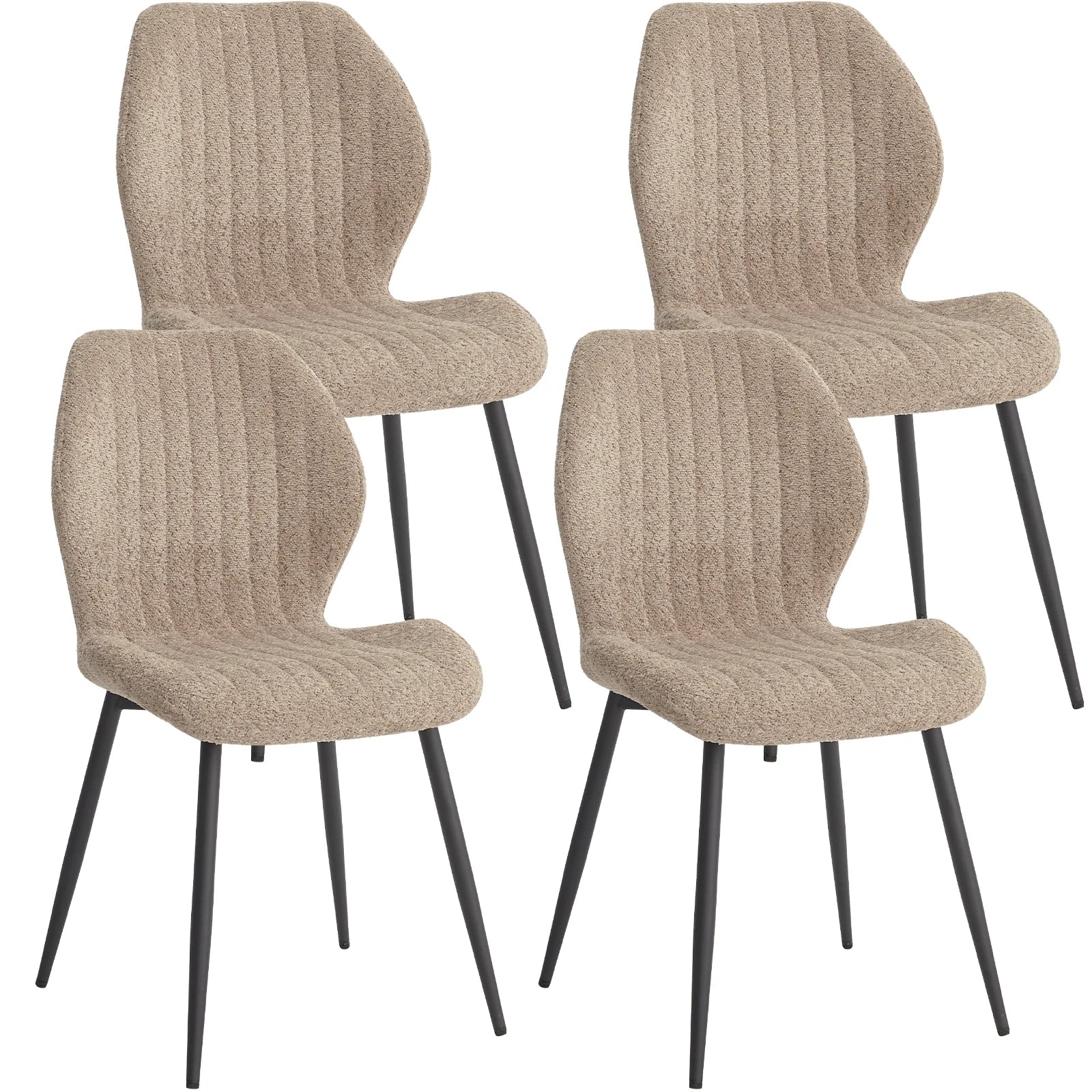 EGOONM Set of 2/4/6 Upholstered Padded Dining Chairs Linen Fabric Kitchen Chairs Metal Legs for Restaurant Cafe Home Room