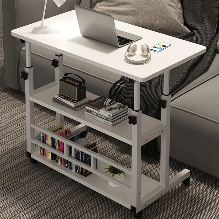 Multi-Layer Standing Desk Small Office Desk Adjustable Height Wooden Computer Desk Workstation Work Table Laptop Desk for Home
