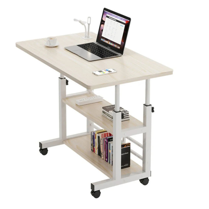 Laptop Desk Height Adjustable Tabletop Mobile Stand with 360° Rolling Swivel Wheel Bedside Table Laptop Desk for Home Office