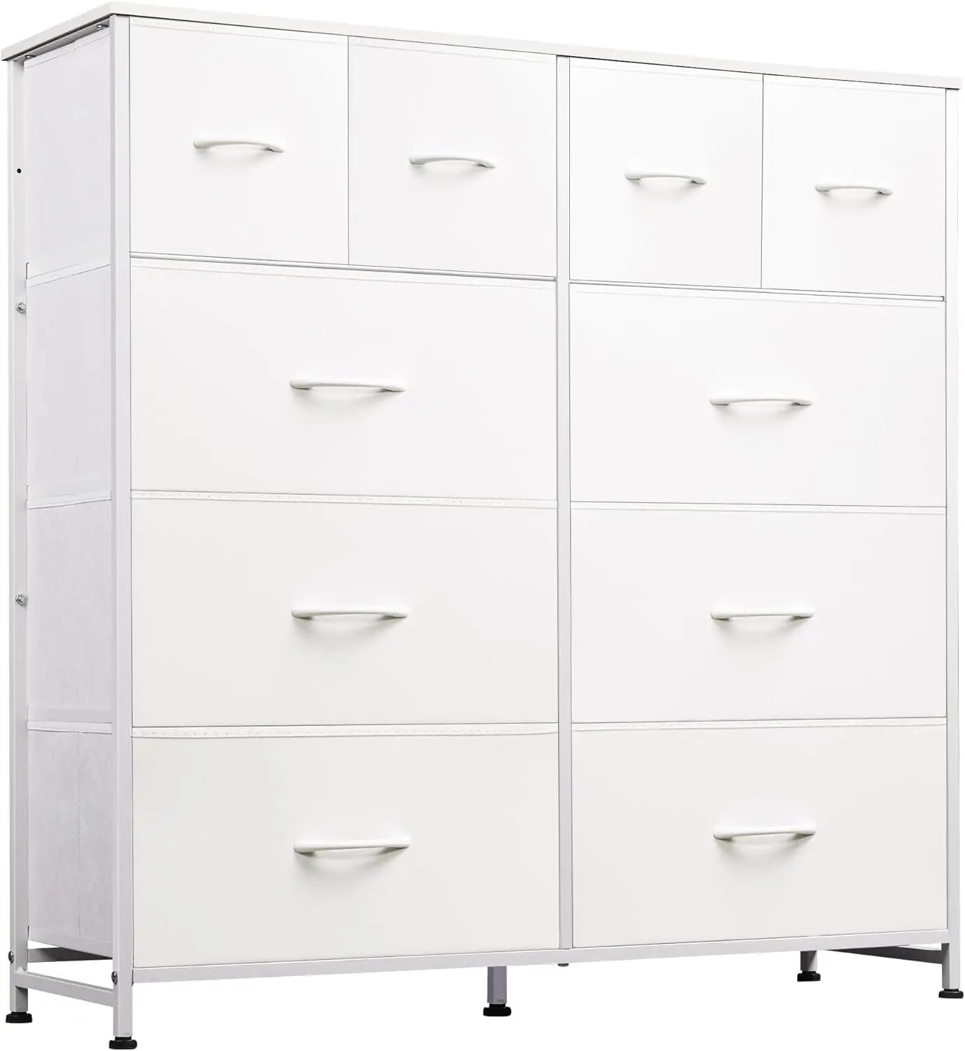WLIVE White 10-Drawer Fabric Dresser Tall Storage Organizer Unit For Bedroom Living Room Closet Hallway