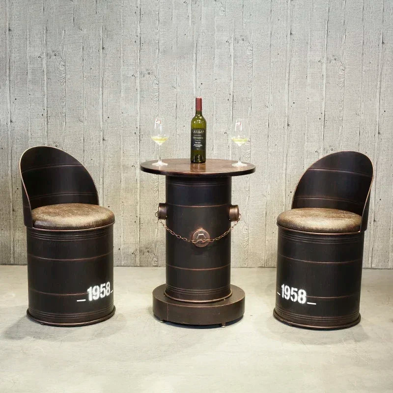 Retro Industrial Bar Stool with Heavy Duty Metal Frame & Leather Bucket Seat,Vintage Style Home Bar Pub Furniture, Easy Assembly