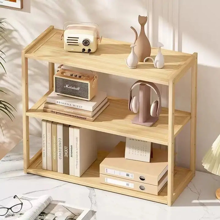 Wooden 3-layer Desktop Storage Rack Stationery Organizer Multifunctional Office Desk Accessories School Supplies