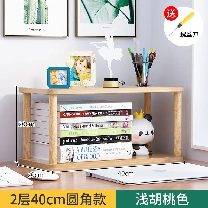 Bookcase Wooden Shelf Desktop Racks Desk Children Storage Multi-fun Office Desk Multi-layer Partition Small Home Storage Holders