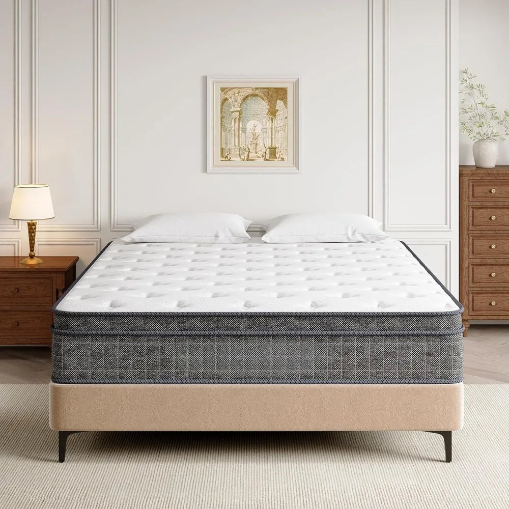 Mattress 12 Inch Firm Hybrid  Bed Mattress in a Box with Gel Memory Foam, Individually Coil Pocket Spring Mattresses, Customized