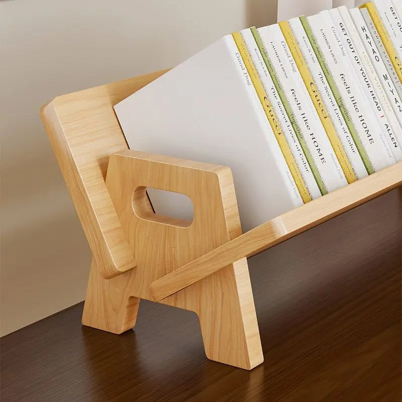 Wood Tilting Bookcase in Living Room/Office Desktop Book Shelf Organizer Bookshelves Storage Rack for CDs/Magazine/Books Display