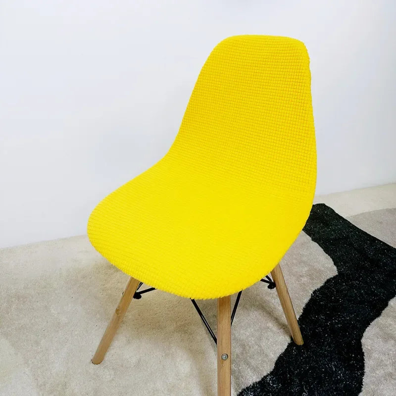 Jacquard Scandinavian Chair Cover Adjustable Round Back Seat Stool Chairs Cover for Dining Room Bar Shell Chairs 1/2/4/6 Pcs