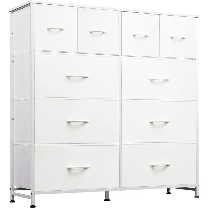 WLIVE White 10-Drawer Fabric Dresser Tall Storage Organizer Unit For Bedroom Living Room Closet Hallway