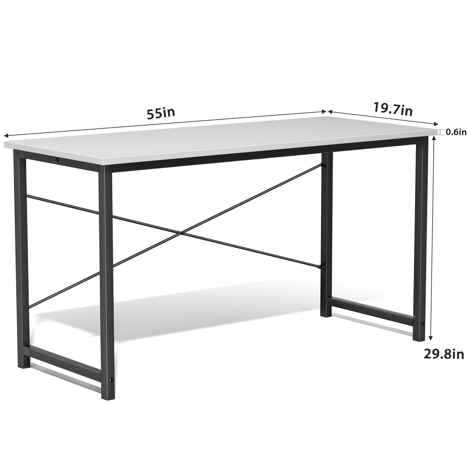 Computer Office Desk Writing Study Office Gaming Table Modern Simple Style Compact Metal Frame Wood Tabletop Easy Assembly