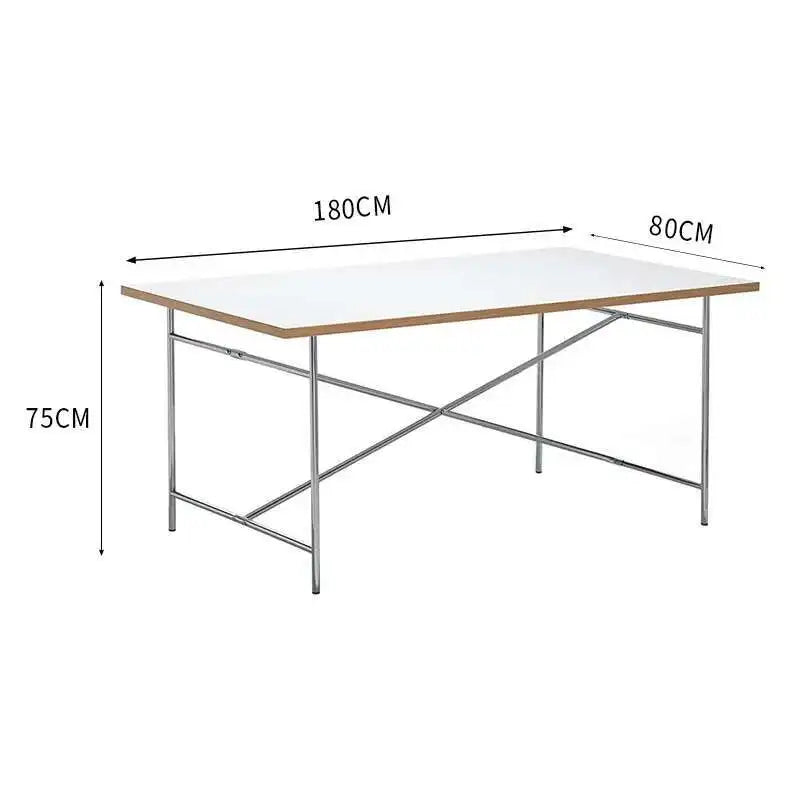 Stainless Steel Leg Rectangular Solid Wood Conference Table Office Desk Writing Living Room Table Mesa Office Furniture KMOD