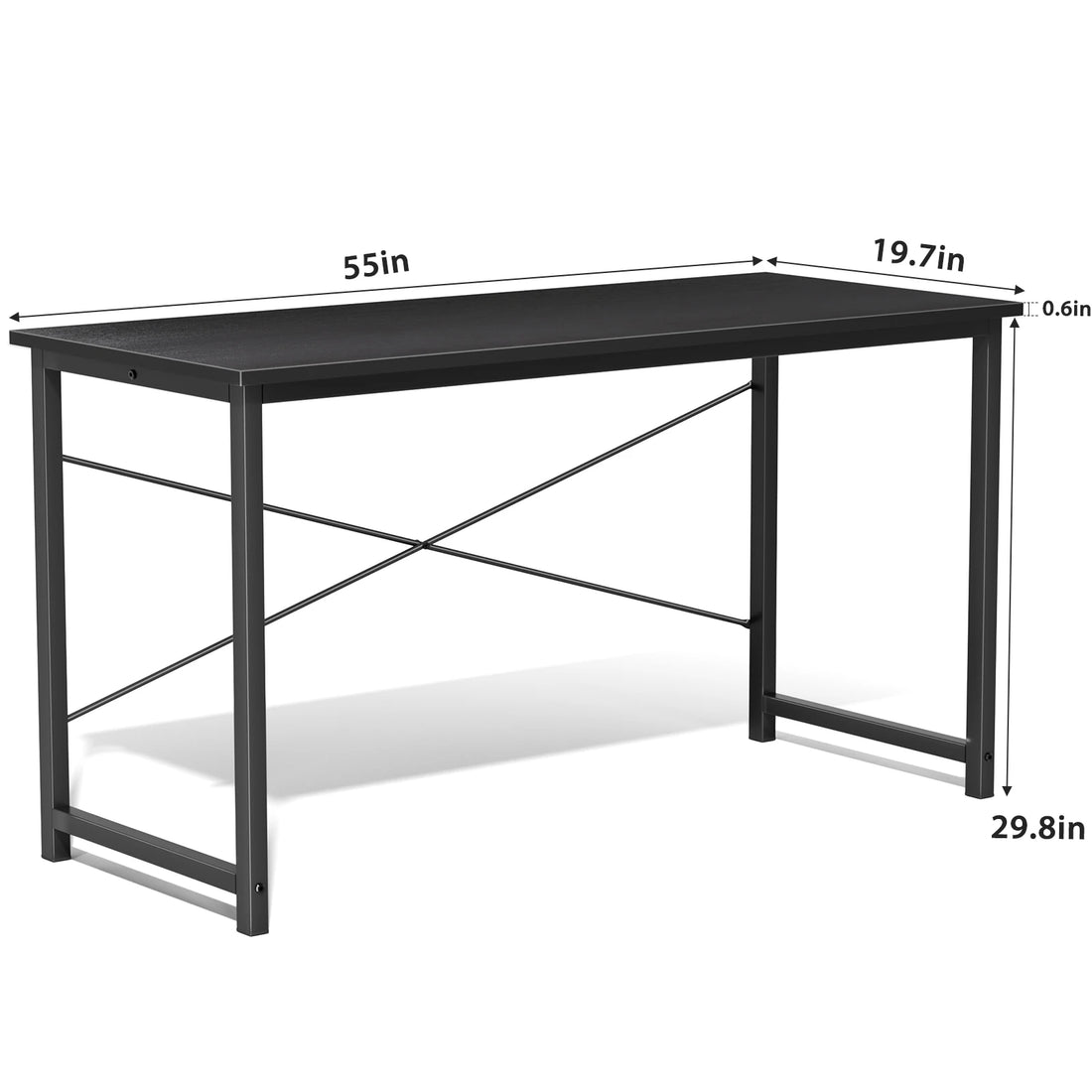 Computer Office Desk Writing Study Office Gaming Table Modern Simple Style Compact Metal Frame Wood Tabletop Easy Assembly