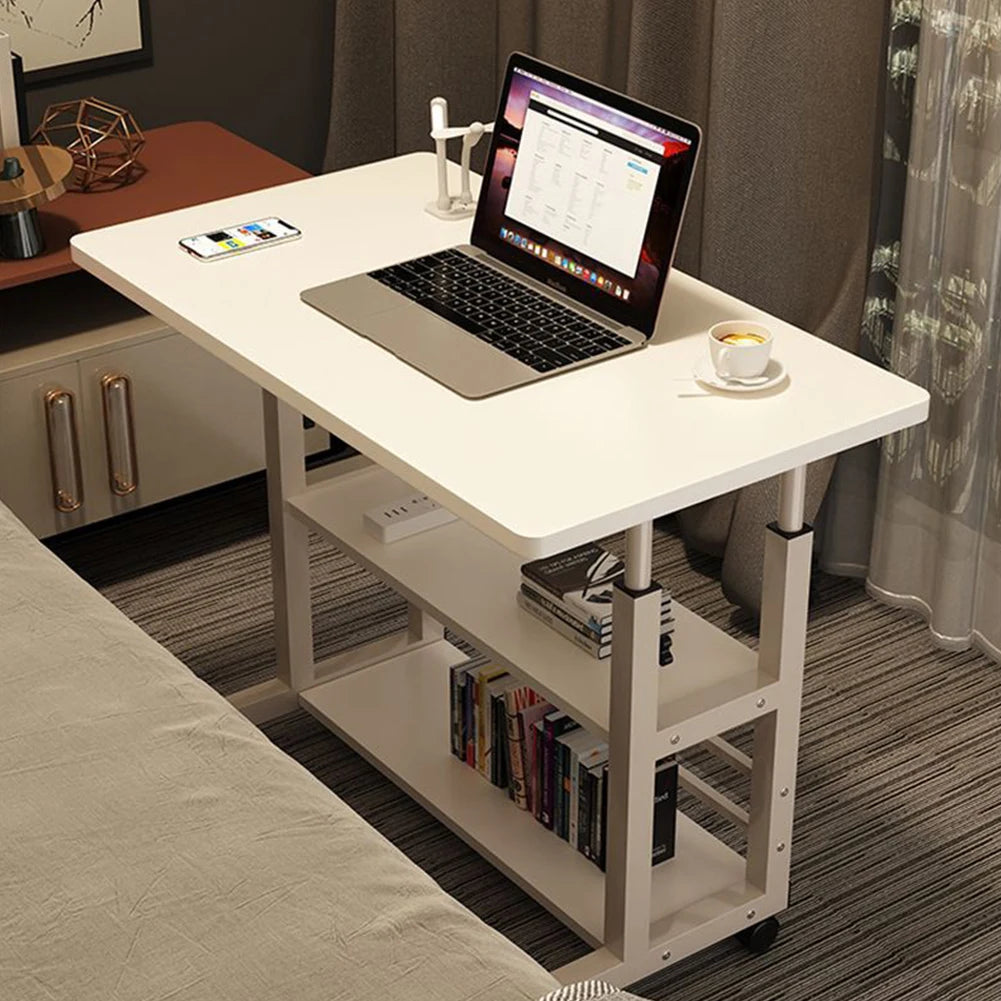 Multi-Layer Standing Desk Small Office Desk Adjustable Height Wooden Computer Desk Workstation Work Table Laptop Desk for Home