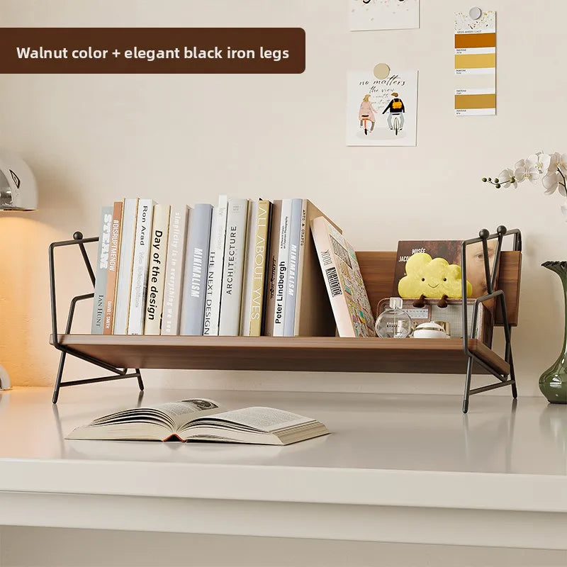 Modern Multifunctional Desktop Bookshelf Creative Desk Organizer Elegant Tabletop Display Rack Office Bookcase Stand for Showcas