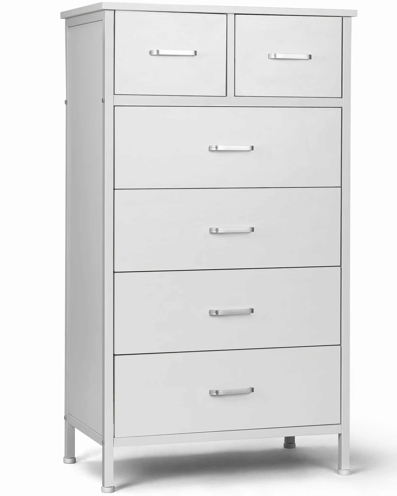 Chest of 6 Drawers, Drawer Dresser storage organizer for Bedroom, Living Room, Storage Cabinet Dresser with Steel Frame, White