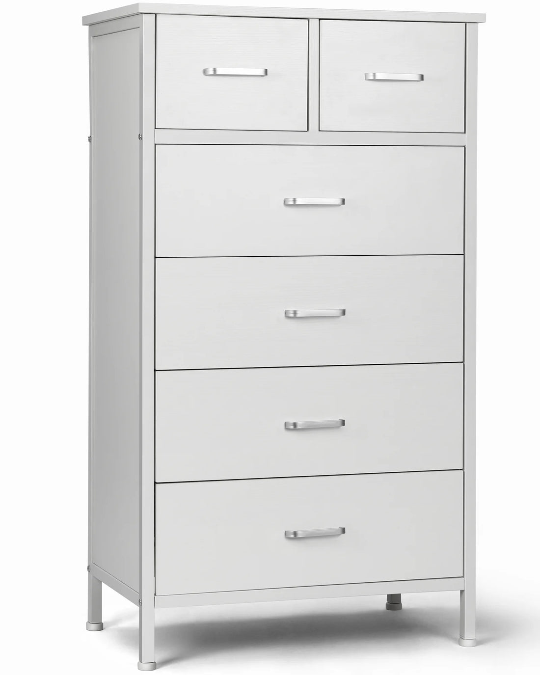 Chest of 6 Drawers, Drawer Dresser storage organizer for Bedroom, Living Room, Storage Cabinet Dresser with Steel Frame, White