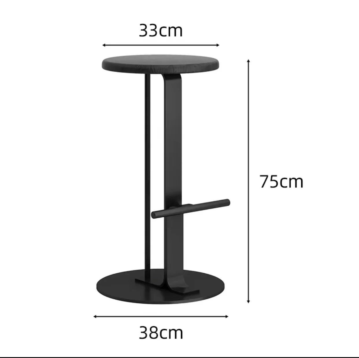 ‌Scandinavian Bar Stools, Solid Wood & Iron Height-Adjustable, Wide Base Counter Seats, Bistro-Grade Home Bar Furniture