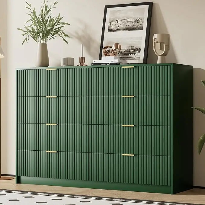 Dresser for Bedroom, Modern 9 Drawer Dresser with Smooth Slides and Gold Handles, Wide Bedroom Chest for Living Room