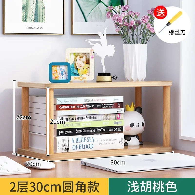 Bookcase Wooden Shelf Desktop Racks Desk Children Storage Multi-fun Office Desk Multi-layer Partition Small Home Storage Holders